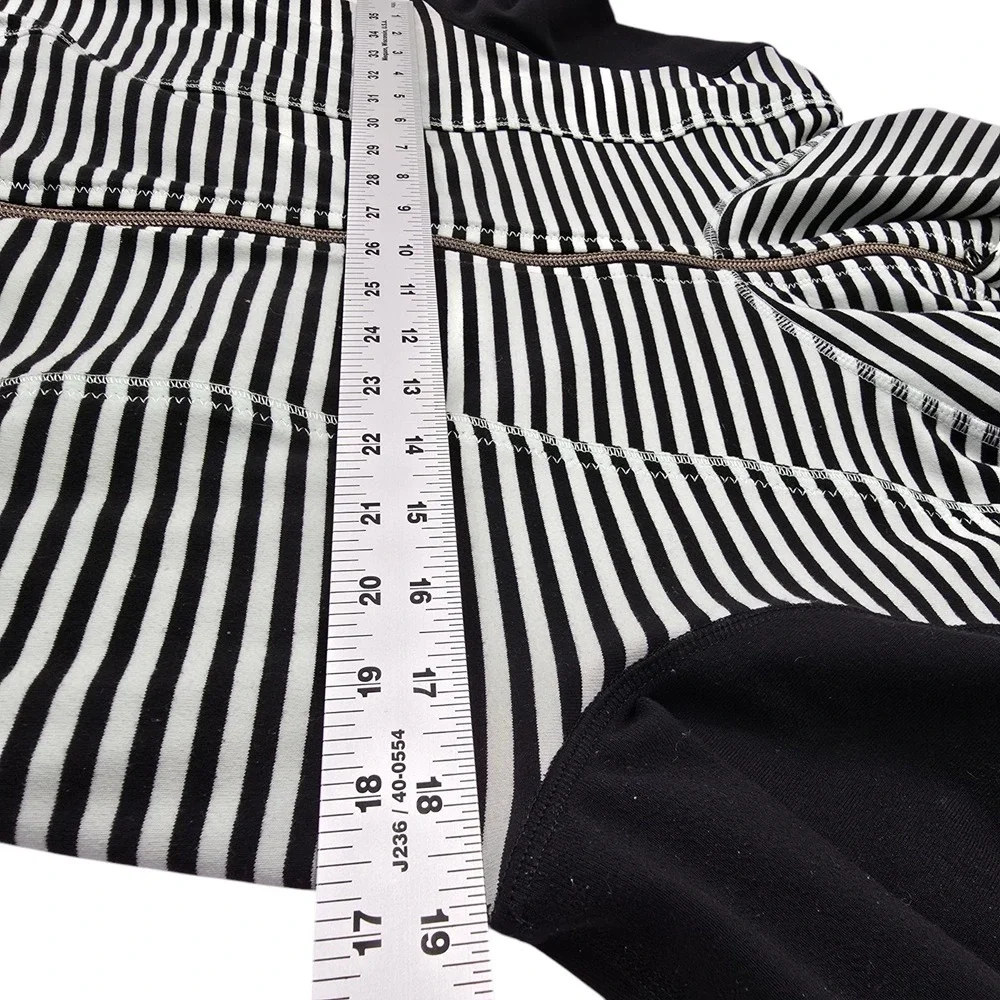 Lululemon Striped Full Zip Track Jacket Mint Green Black Womens‎ 8 Mock Neck